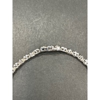 Ladies 925 Sterling Silver Heart Link Diamond Tennis Bracelet