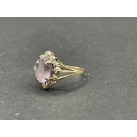 Ladies 9ct Yellow Gold Purple Gemstone Vintage Design Ring