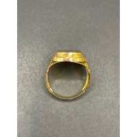 Mens 21ct Yellow Gold Pattern Ring