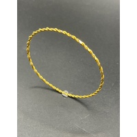 Ladies 21ct Yellow Gold Round Twist Bangle