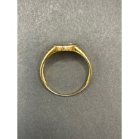 Mens 9ct Yellow Gold Oval Signet Diamond Ring