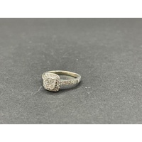 Ladies 9ct White Gold Diamond Halo Ring
