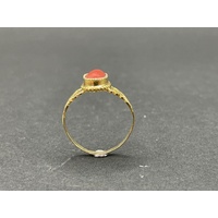 Unisex 22ct Yellow Gold Orange Gemstone Ring