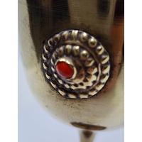 Vintage Brass Goblet with Ornamental Inlay 15cm