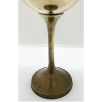 Vintage Brass Goblet with Ornamental Inlay 15.5cm
