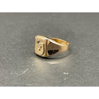 Mens 9ct Yellow Gold Cubic Zirconia Letter J Ring