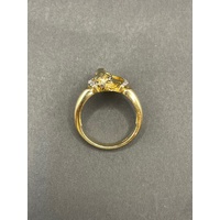 Mens 18ct Yellow Gold Horse Cubic Zirconia Ring
