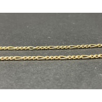Ladies 9ct Yellow Gold Figaro Link Chain & Bar Pendant