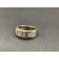 Mens 10ct Two Tone Gold Diamond Band Ring