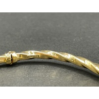 Ladies 9ct Yellow Gold Round Hinged Bangle