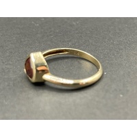 Ladies 9ct Yellow Gold Heart Shape Red Gemstone Ring