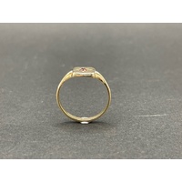 Unisex 9ct Yellow Gold Red Gemstone Ring