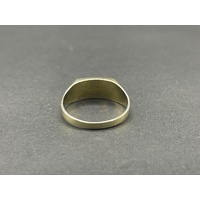 Mens 9ct Yellow Gold Signet Diamond Ring