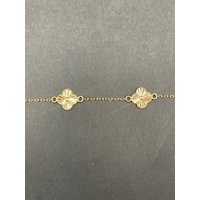 Ladies 18ct Yellow Gold Belcher Link & Clover Bracelet