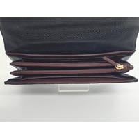 Chanel Black Caviar Quilted Leather Flap Wallet with Chain and Gold Hardware