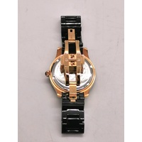 Folli Follie Ladies Rose Gold Black Watch WF1B040BD with Crystal Bezel