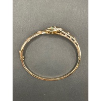 Ladies 18ct Yellow Gold Round Panther Bangle