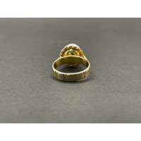 Ladies 9ct Yellow Gold White Dome Ring