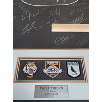 NRL Wests Tigers 2000-2019 Signed and Framed 20 Year Anniversary Jersey