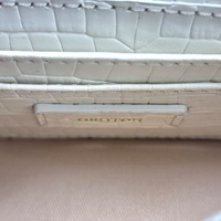 Oroton Mezzo White Croc Embossed Leather Clutch Handbag with Chain