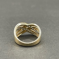 Ladies 9ct Yellow Gold Diamond Cross Over Ring