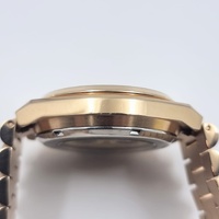 Citizen Mens Automatic Watch Gold Tone Red Dial 5 Bar Stainless Steel