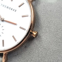 The Horse Classic Ladies Watch Rose Gold Grey Leather Strap Minimalist