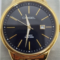 Chisel Gold Tone Black Dial Date Watch 50M Water Resistant 5829160