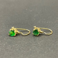 Ladies 18ct Yellow Gold Green Gemstone Dangle Earrings