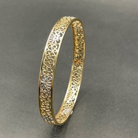 Ladies 9ct Two Tone Round Pattern Bangle
