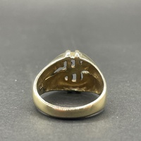 Mens 9ct Yellow Gold Dollar Sign Ring