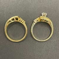 Ladies 18ct Yellow Gold 2 Ring Set Diamond Rings