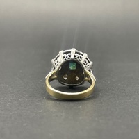 Ladies 18ct Yellow Gold Green Gemstone and Diamond Ring
