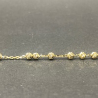 Ladies 9ct Yellow Gold Cable & Bead Link Bracelet