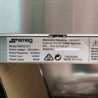 SMEG 31L Built-In Microwave SMO31XT 5 Power Levels 900W with Trim Kit