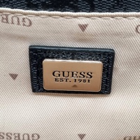 Guess Cathleen Flap Crossbody Bag Coal Faux Leather Gold Hardware