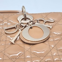 Christian Dior Lady Dior Large Nude Beige Patent Leather Cannage Handbag