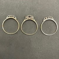 Ladies 9ct Yellow Gold 3 Set Diamond Rings