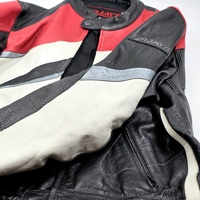 RJays Mens Leather Motorcycle Jacket Size 54 Red Black White Racing