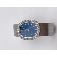 Large View Patek Philippe Ellipse 18K White Gold Diamond Set Ladies Bracelet Watch 21mm