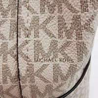 Michael Kors Vanilla Zip Pocket Handbag Signature Canvas Leather Trim