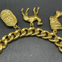 Ladies 22ct Yellow Gold Curb Link Charm Bracelet