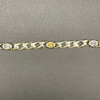 Ladies 9ct Yellow Gold Curb Link Multi Stone Bracelet