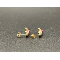 Ladies 9ct Yellow Gold Gemstone Stud Earrings