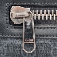 Gucci GG Supreme Black Coated Canvas Flat Messenger Bag with Adjustable Strap