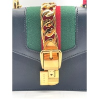 Gucci Sylvie Mini Chain Shoulder Bag Calfskin Leather Black with COA