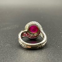 Ladies 18ct White Gold  Red Ruby and Diamonds Ring