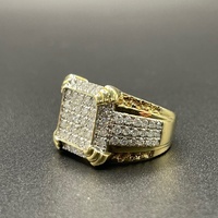 Mens 9ct Yellow Gold Natural Diamond Cluster Ring