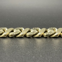 Mens 9ct Yellow Gold Diamond Cut Curb Link Bracelet