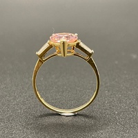 Ladies 14ct Yellow Gold Pink Heart Shape Gemstone Ring